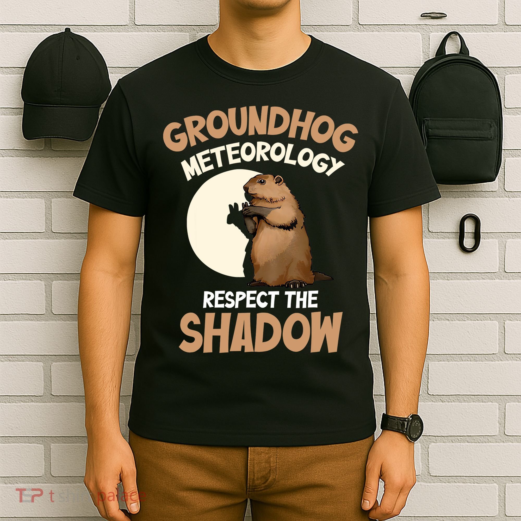 Respect The Shadow Meteorology Funny Groundhog Day T-Shirt