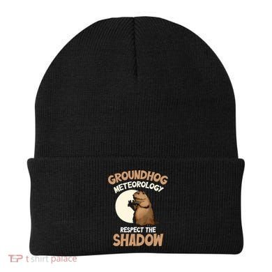 Respect The Shadow Meteorology Funny Groundhog Day Beanie
