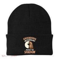 Respect The Shadow Meteorology Funny Groundhog Day Beanie thumb 0