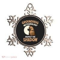 Respect The Shadow Meteorology Funny Groundhog Day Ornament thumb 0