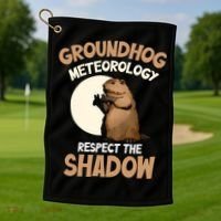 Respect The Shadow Meteorology Funny Groundhog Day Golf Towel thumb 1