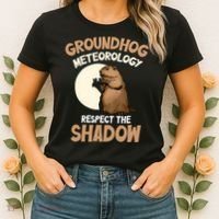 Respect The Shadow Meteorology Funny Groundhog Day Women's T-Shirt thumb 2