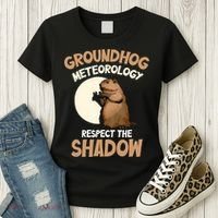 Respect The Shadow Meteorology Funny Groundhog Day Women's T-Shirt thumb 3