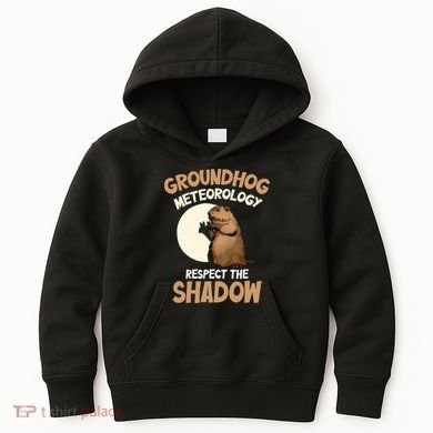 Respect The Shadow Meteorology Funny Groundhog Day Kids Hoodie