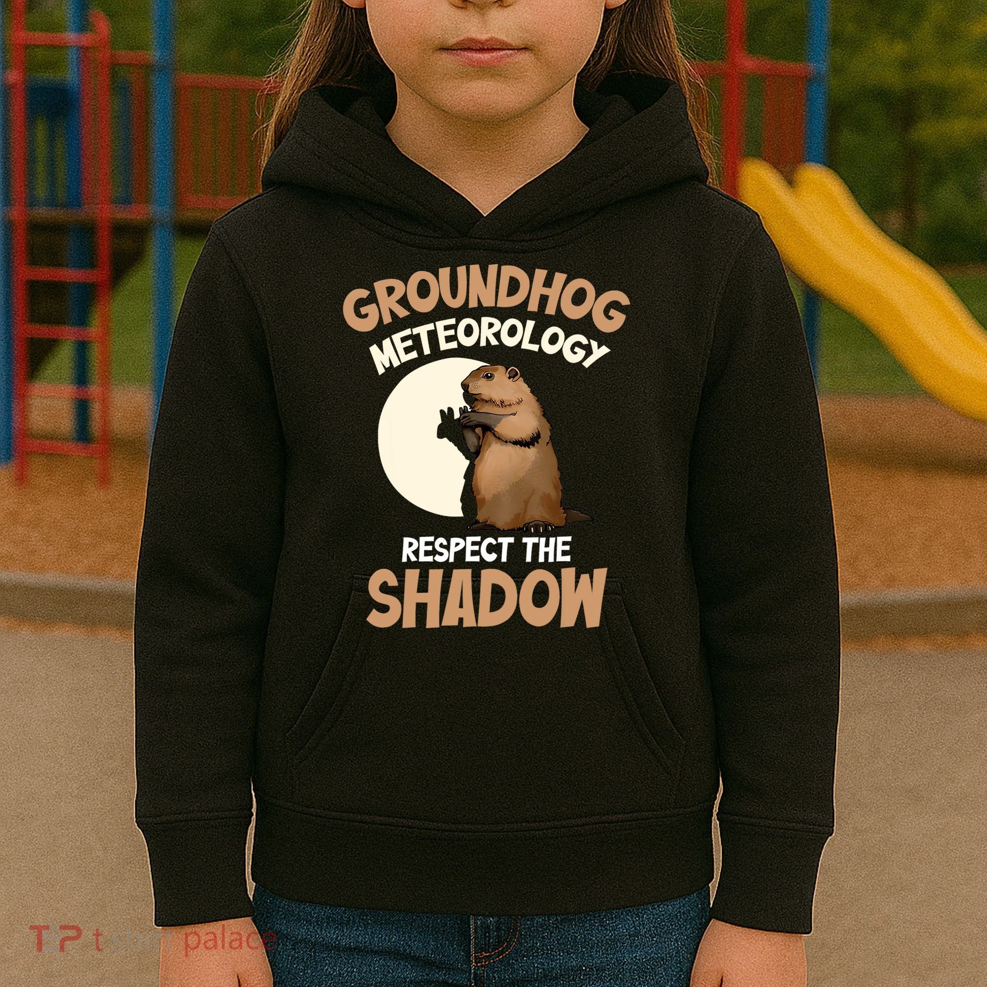 Respect The Shadow Meteorology Funny Groundhog Day Kids Hoodie