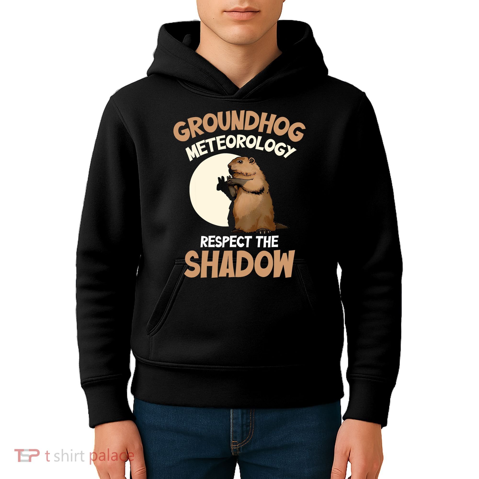 Respect The Shadow Meteorology Funny Groundhog Day Kids Hoodie