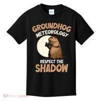 Respect The Shadow Meteorology Funny Groundhog Day Kids T-Shirt thumb 0
