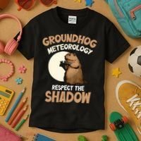 Respect The Shadow Meteorology Funny Groundhog Day Kids T-Shirt thumb 3