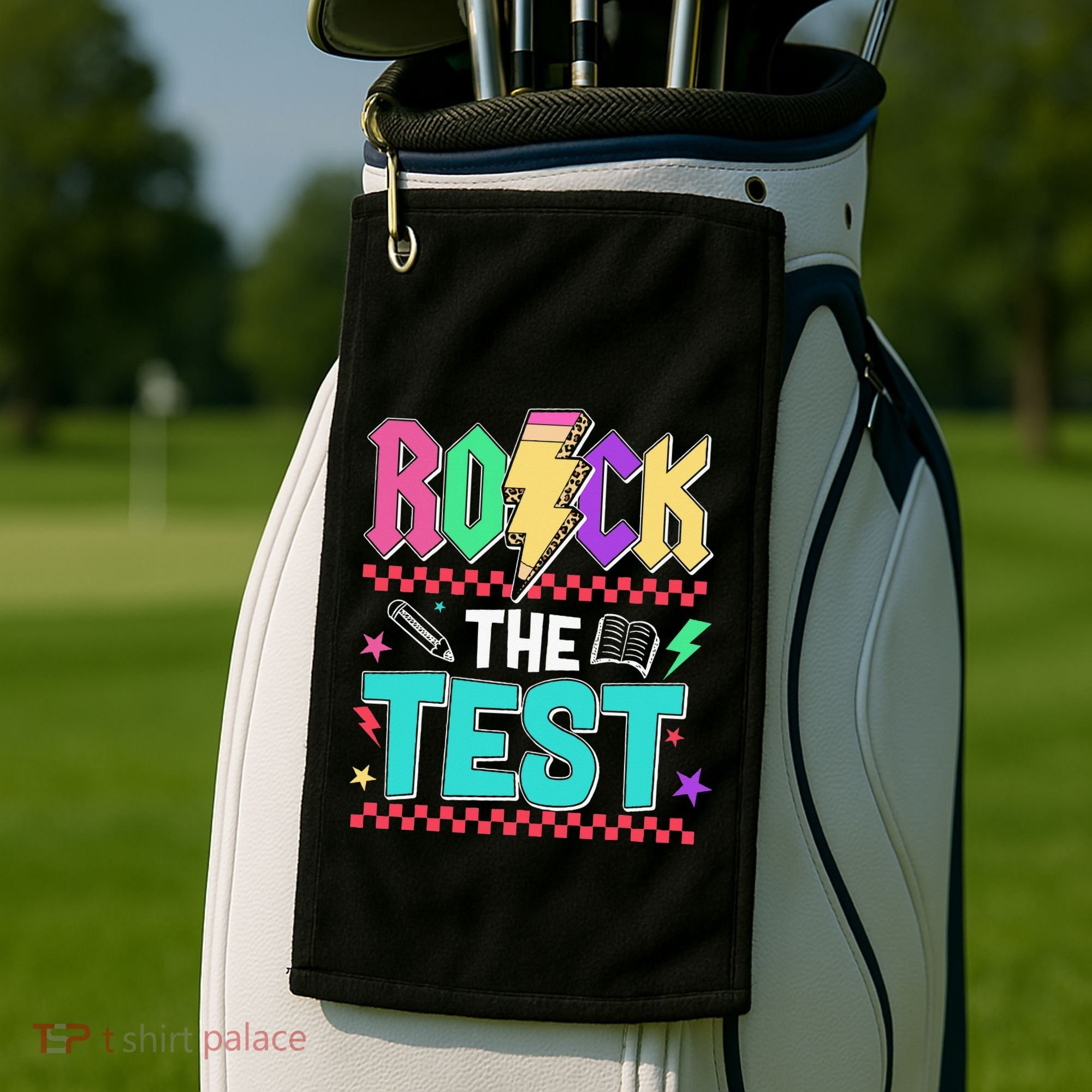 Rock The Test Testing Day Teacher Student Golf Towel