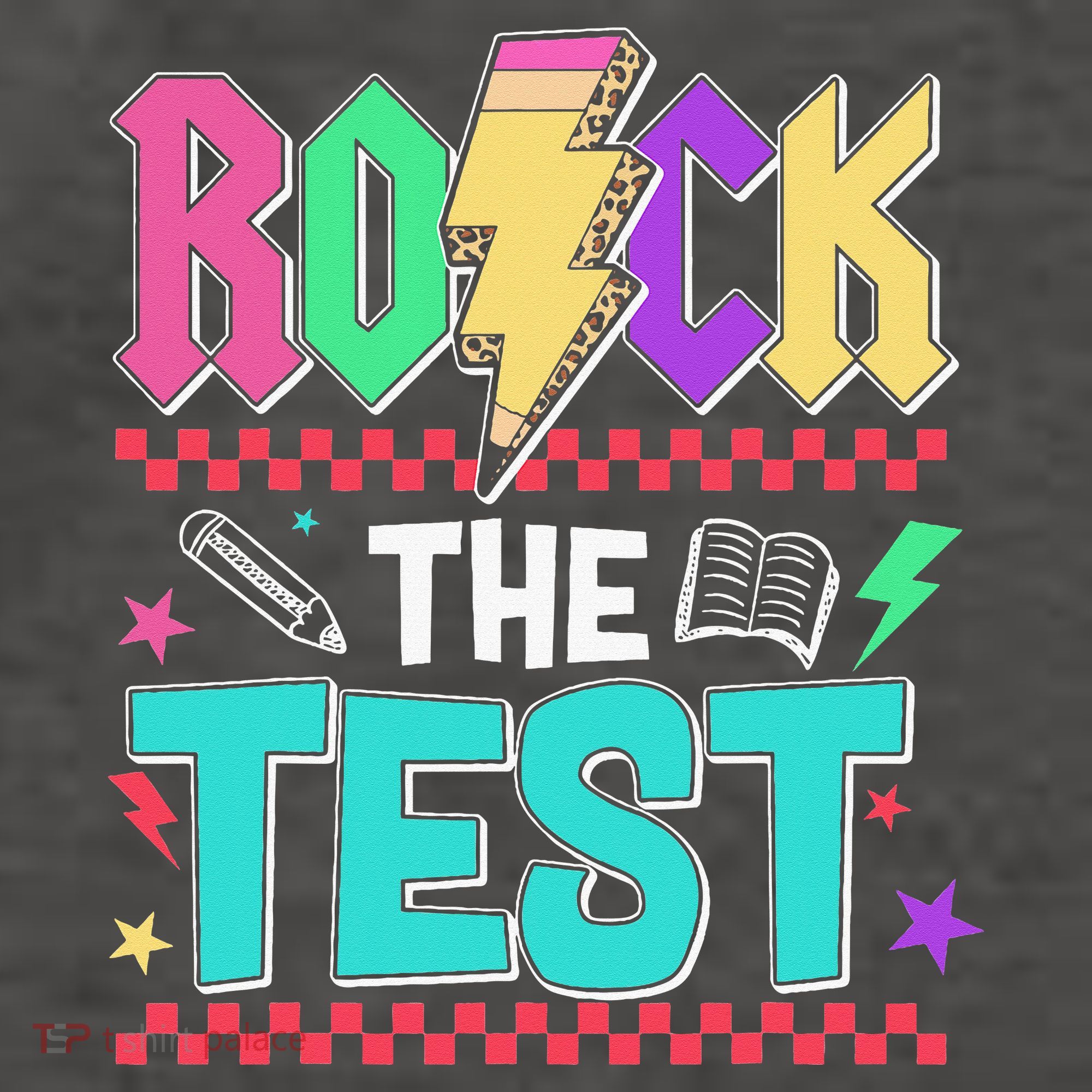 Rock The Test Testing Day Teacher Student Vector Backpack