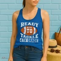 Ready To Tackle 4th Fourth Grade Football First Day School Women's Tank Top thumb 2