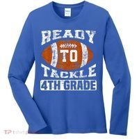 Ready To Tackle 4th Fourth Grade Football First Day School Women's Long Sleeve Shirt thumb 0
