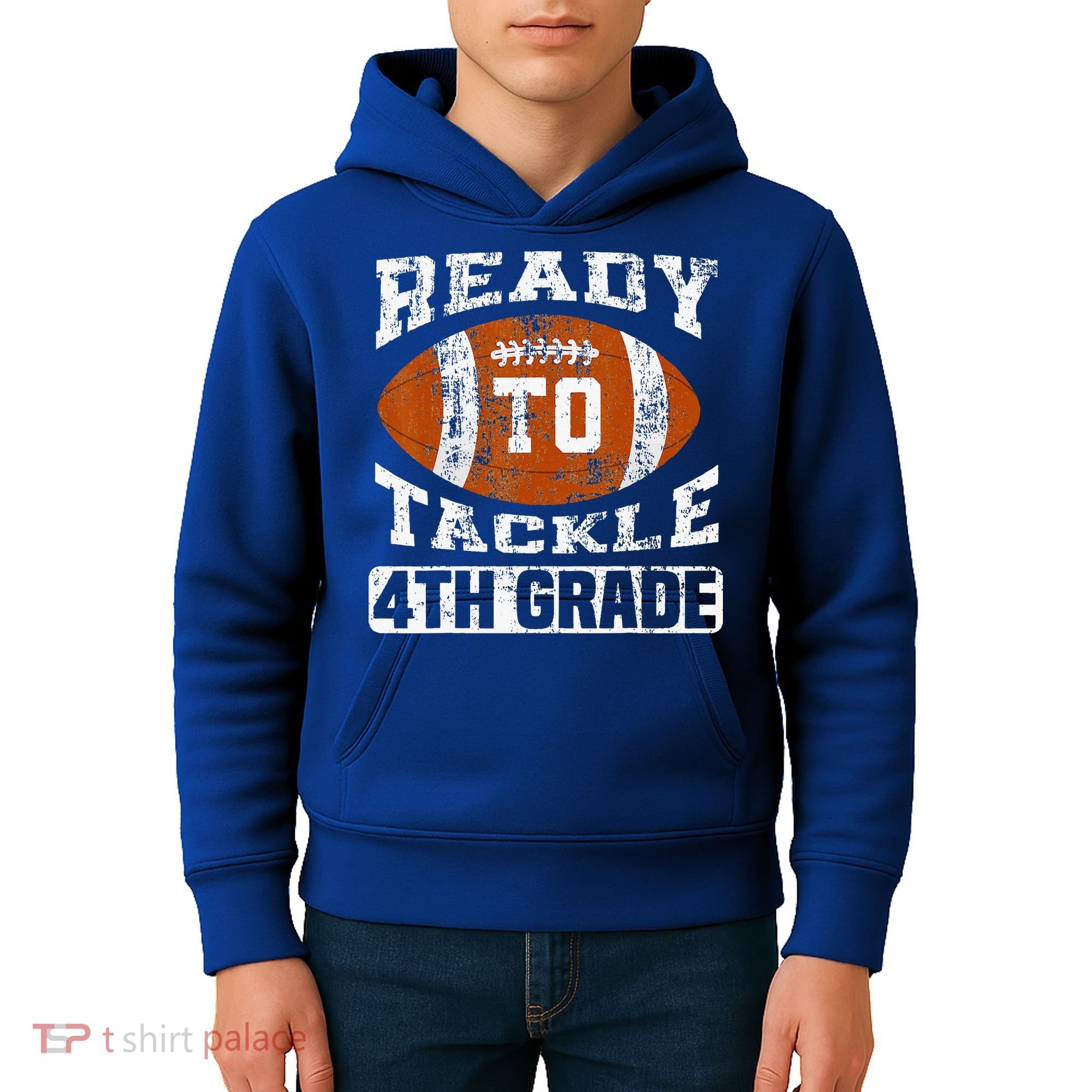 Ready To Tackle 4th Fourth Grade Football First Day School Kids Hoodie