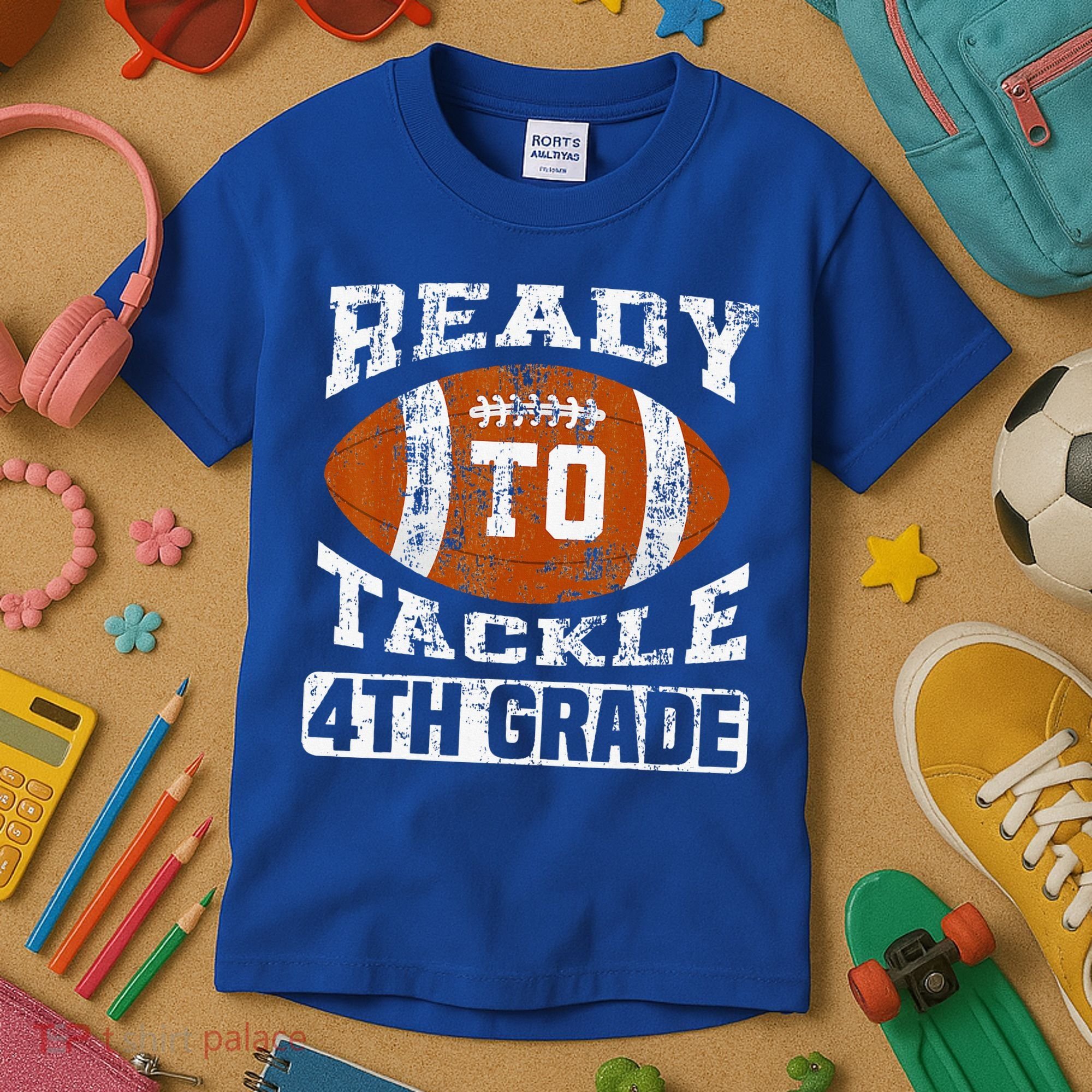 Ready To Tackle 4th Fourth Grade Football First Day School Kids T-Shirt