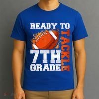 Ready To Tackle 7th Grade Football Back To School First Day T-Shirt thumb 3