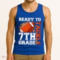 Ready To Tackle 7th Grade Football Back To School First Day Tank Top thumb 3