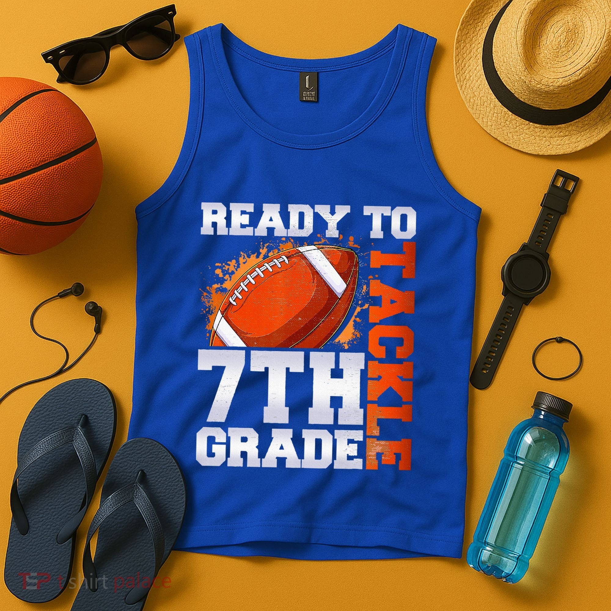 Ready To Tackle 7th Grade Football Back To School First Day Tank Top
