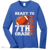 Ready To Tackle 7th Grade Football Back To School First Day Women's Long Sleeve Shirt thumb 0
