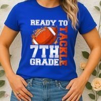 Ready To Tackle 7th Grade Football Back To School First Day Women's T-Shirt thumb 2
