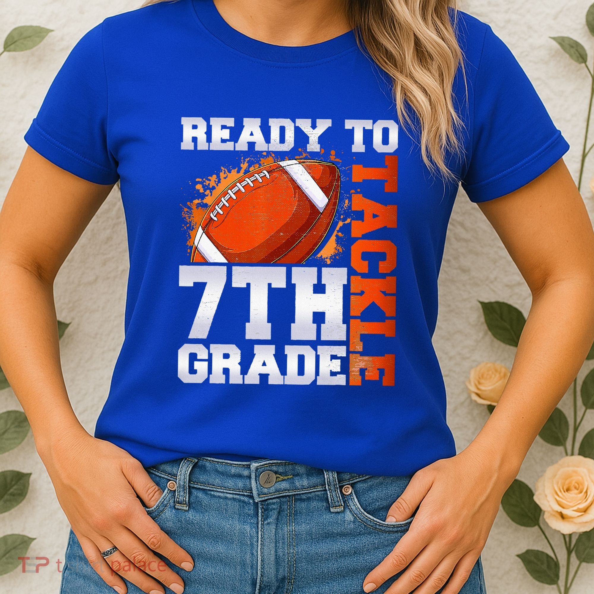 Ready To Tackle 7th Grade Football Back To School First Day Women's T-Shirt