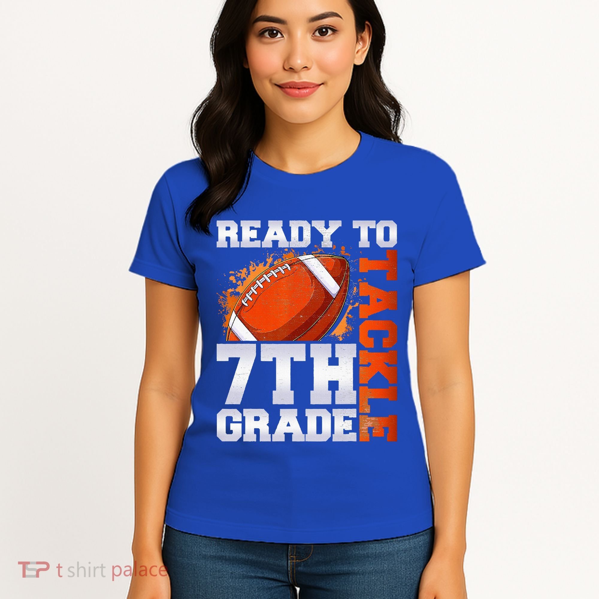 Ready To Tackle 7th Grade Football Back To School First Day Women's T-Shirt