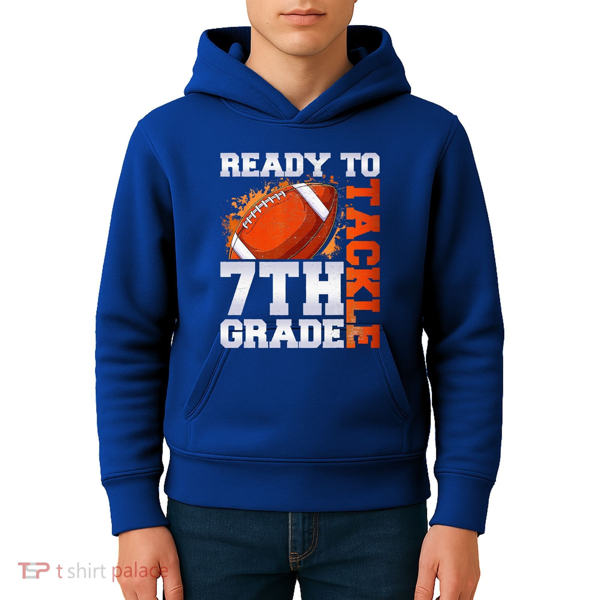 Ready To Tackle 7th Grade Football Back To School First Day Kids Hoodie