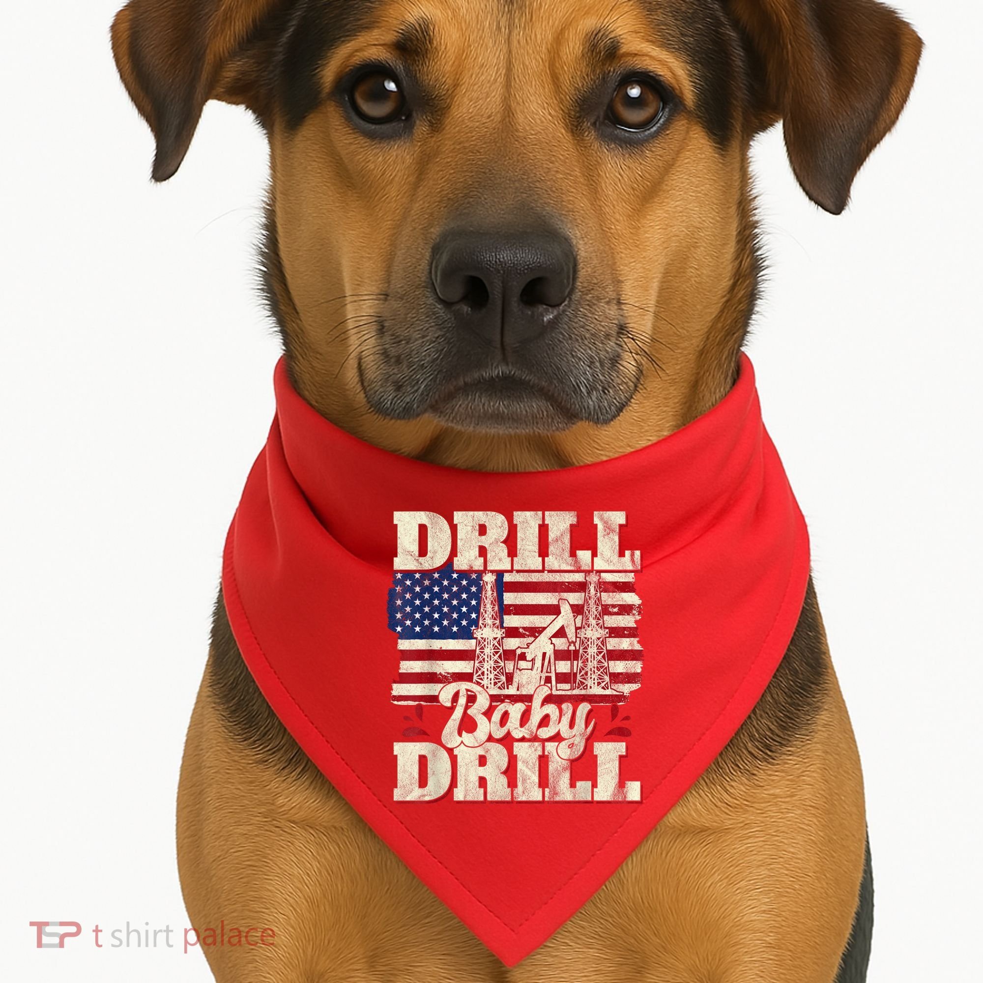 Red Trump Trump 2024 Drill Baby Drill Election Red USA-Made Doggie Bandana