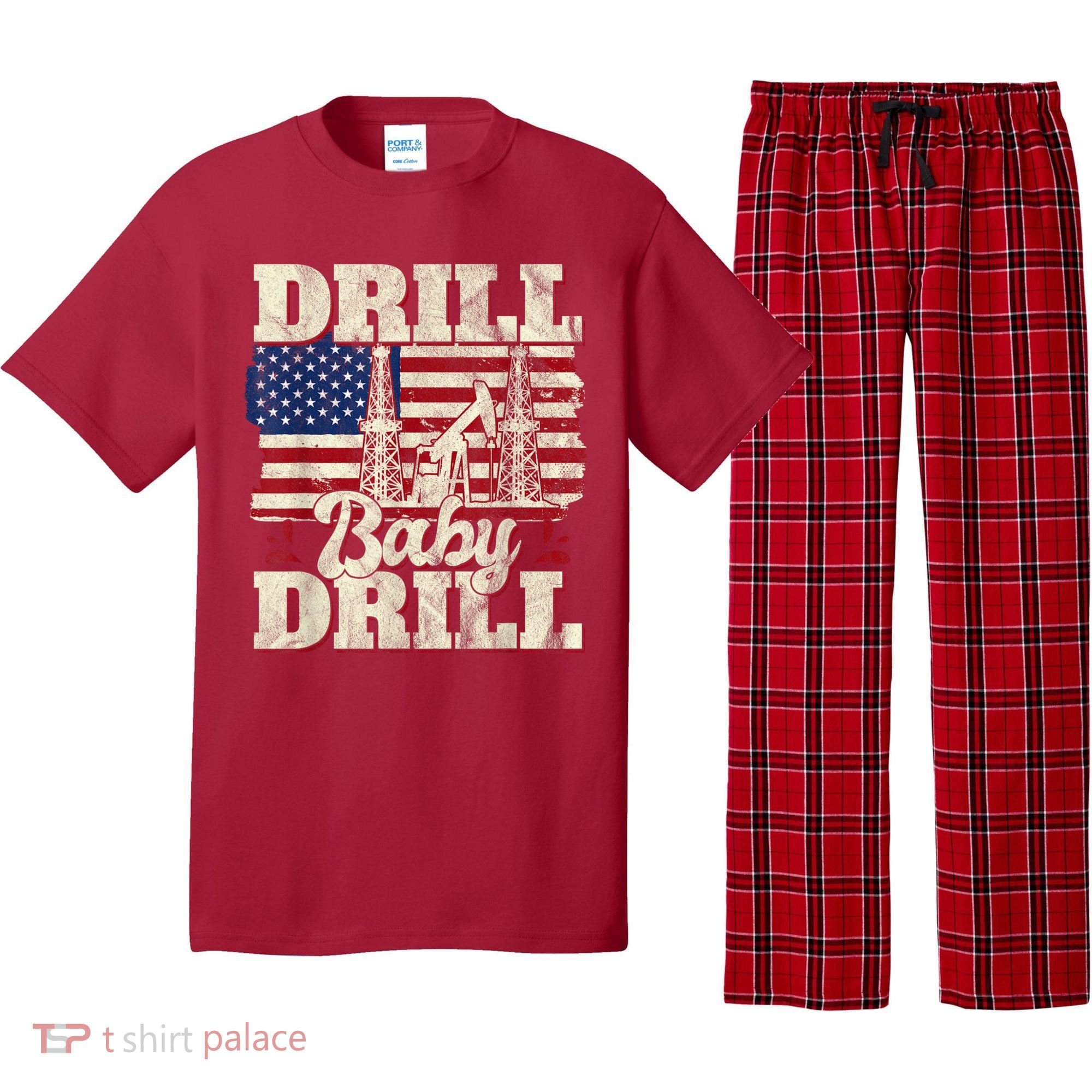 Red Trump Trump 2024 Drill Baby Drill Election Red Pajama Set
