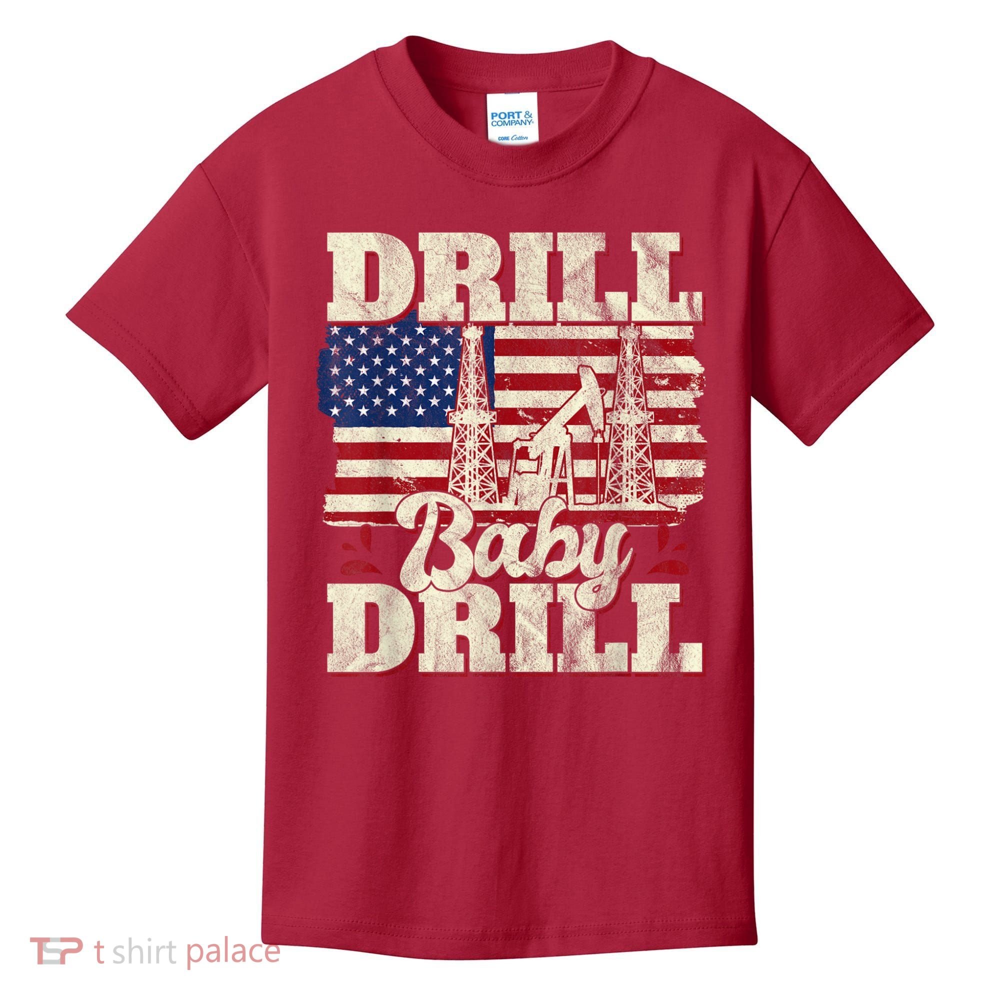Red Trump Trump 2024 Drill Baby Drill Election Red Kids T-Shirt