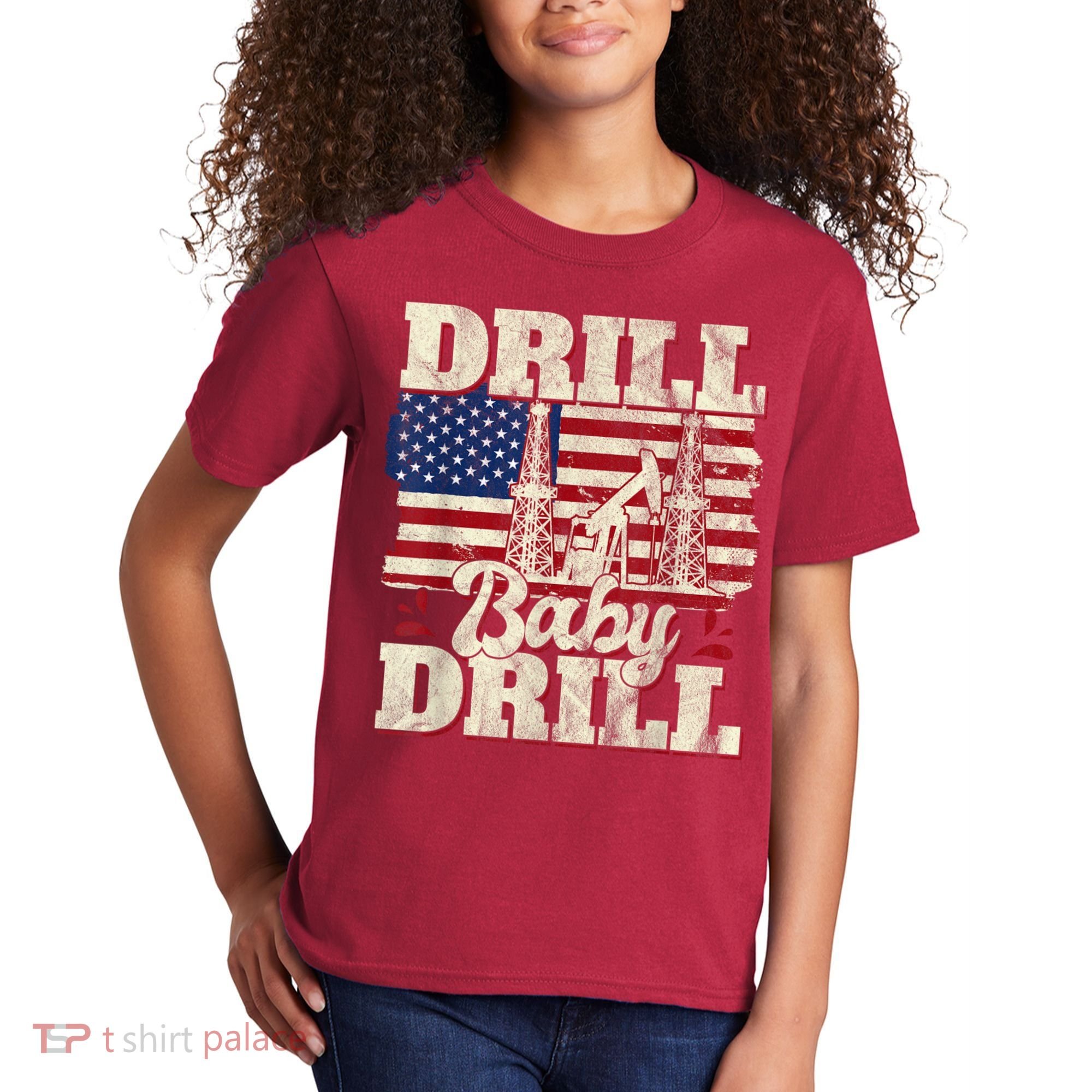 Red Trump Trump 2024 Drill Baby Drill Election Red Kids T-Shirt