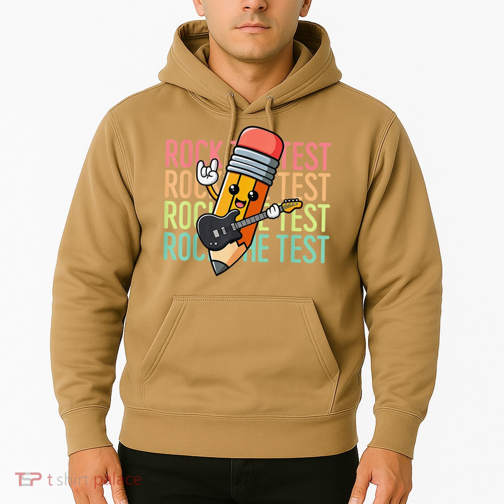 Rock The Test Day Teacher Testing Day Motivational Funny Hoodie