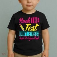 Rock The Test Dont Stress Just Do Your Best Testing Day Toddler T-Shirt thumb 2