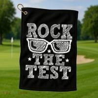 Rock The Test Testing Day Retro Motivational Golf Towel thumb 1