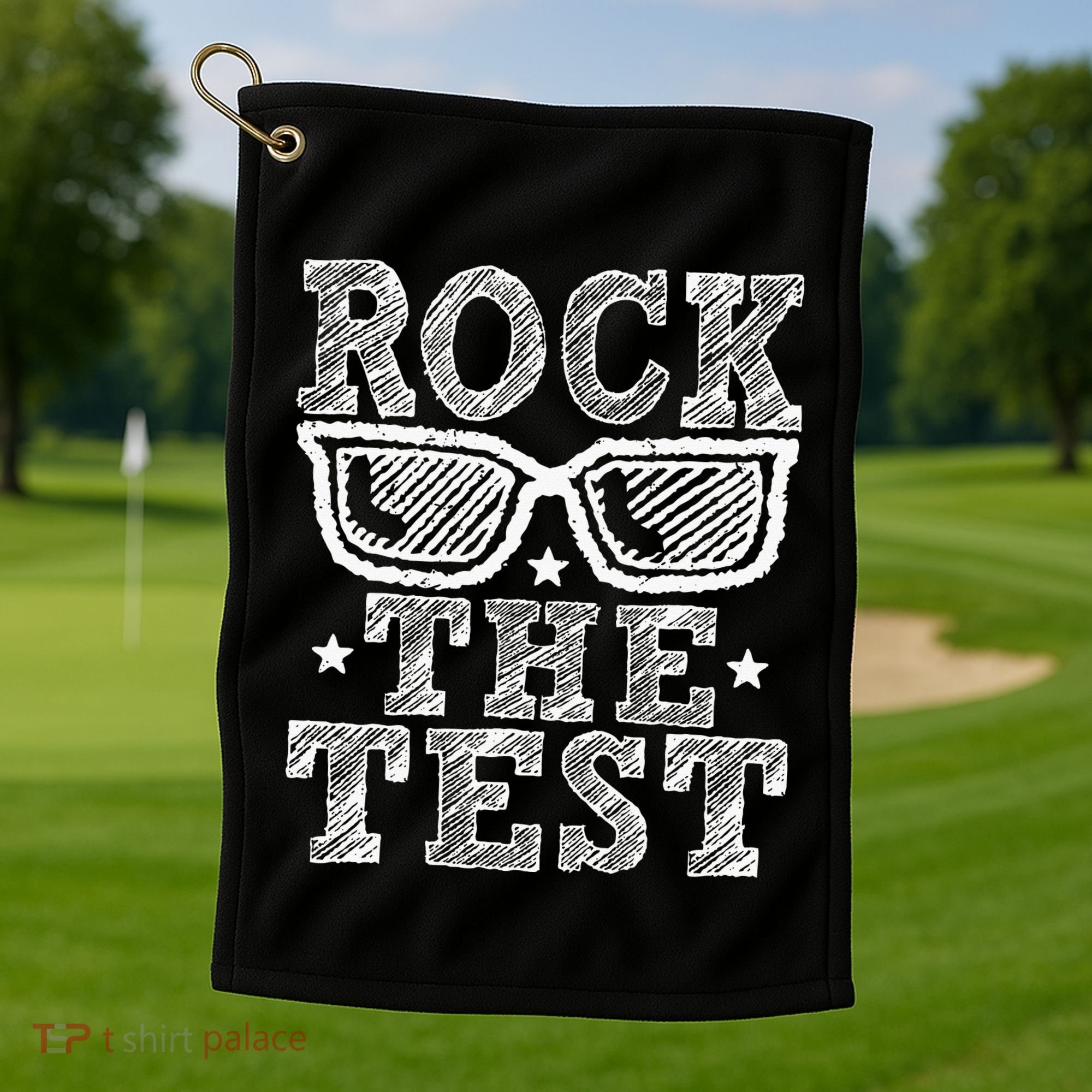 Rock The Test Testing Day Retro Motivational Golf Towel
