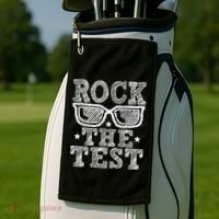 Rock The Test Testing Day Retro Motivational Golf Towel thumb 2