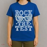 Rock The Test Testing Day Retro Motivational T-Shirt thumb 4