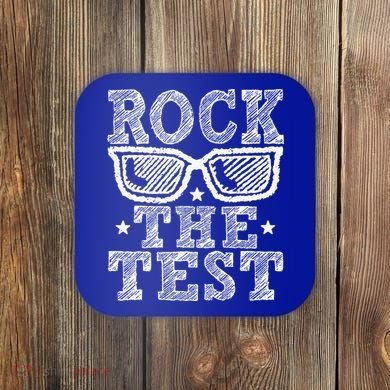 Rock The Test Testing Day Retro Motivational Coaster
