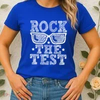 Rock The Test Testing Day Retro Motivational Women's T-Shirt thumb 2
