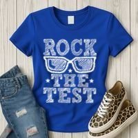 Rock The Test Testing Day Retro Motivational Women's T-Shirt thumb 3