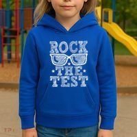 Rock The Test Testing Day Retro Motivational Kids Hoodie thumb 3
