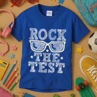 Rock The Test Testing Day Retro Motivational Kids T-Shirt thumb 3