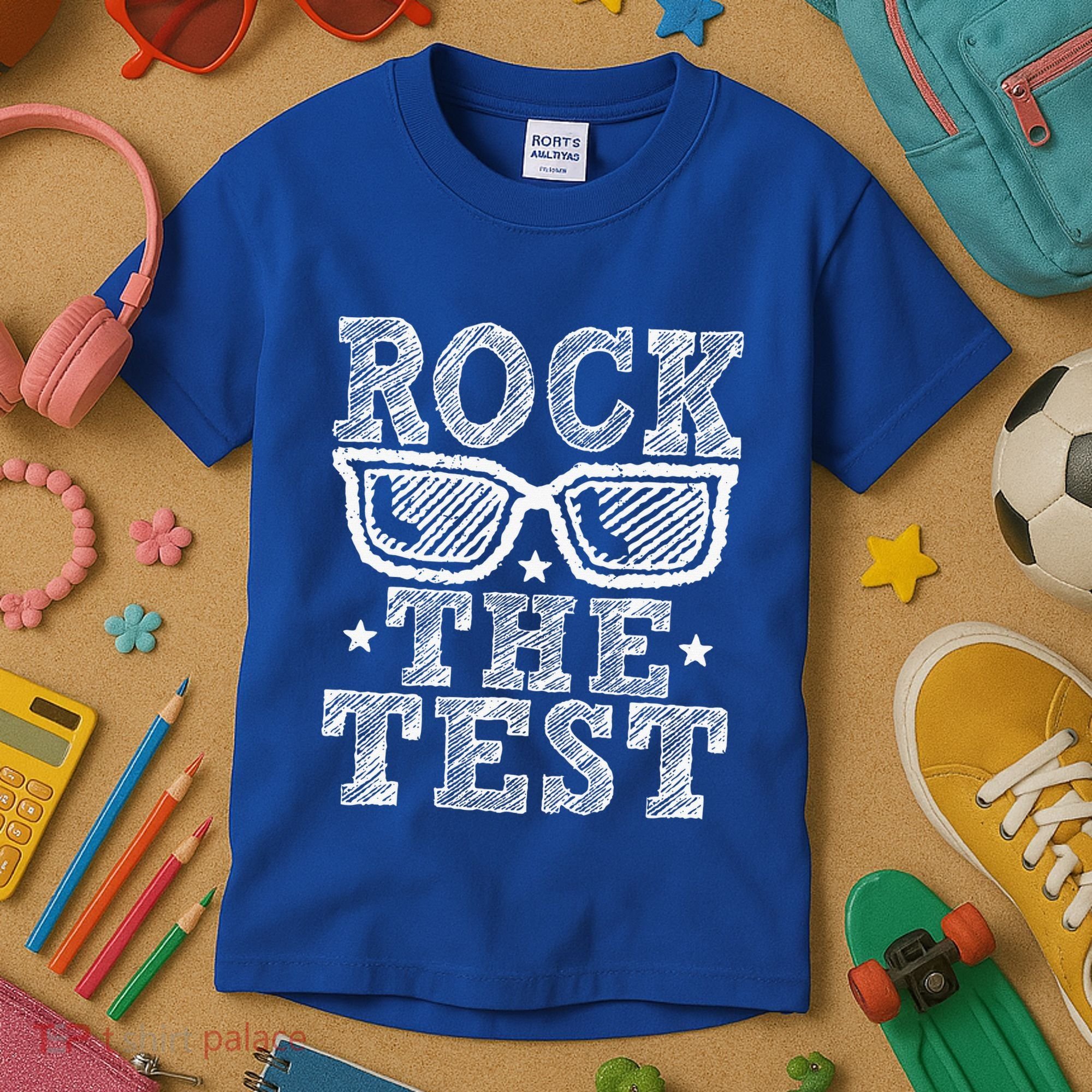 Rock The Test Testing Day Retro Motivational Kids T-Shirt