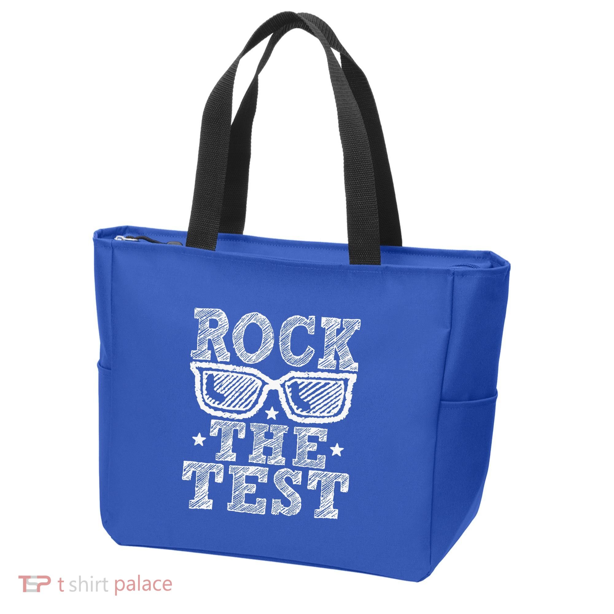 Rock The Test Testing Day Retro Motivational Tote Bag