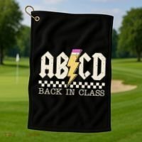 Retro Teacher Tour Abcd Back To School Classic Rock Golf Towel thumb 1