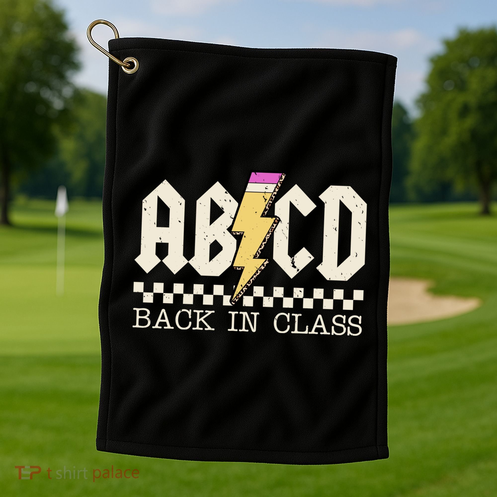 Retro Teacher Tour Abcd Back To School Classic Rock Golf Towel