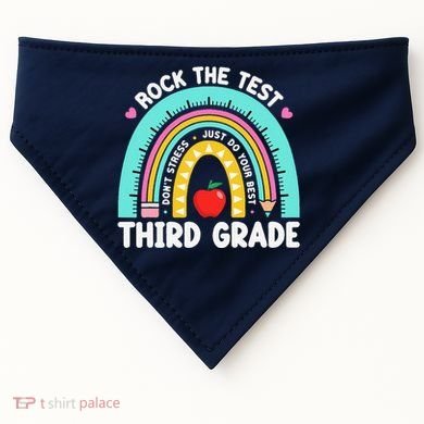 Rock The Test Day 3rd Grade Teacher Third Grade Testing Day USA-Made Doggie Bandana