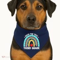 Rock The Test Day 3rd Grade Teacher Third Grade Testing Day USA-Made Doggie Bandana thumb 1