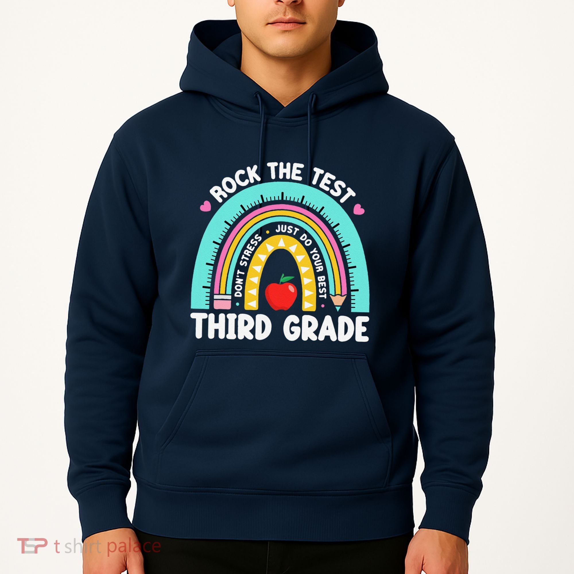 Rock The Test Day 3rd Grade Teacher Third Grade Testing Day Hoodie