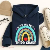 Rock The Test Day 3rd Grade Teacher Third Grade Testing Day Hoodie thumb 4