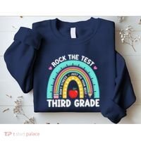 Rock The Test Day 3rd Grade Teacher Third Grade Testing Day Sweatshirt thumb 2